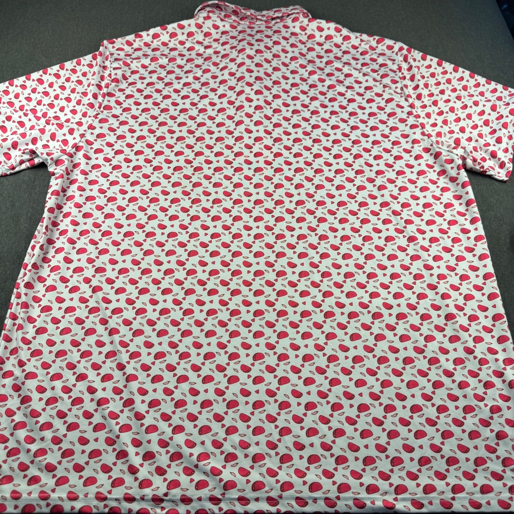 Bogey Bros Golf Co Mens XXL Taco Chili Pepper Print Performance Polo Shirt Pink - Picture 10 of 11